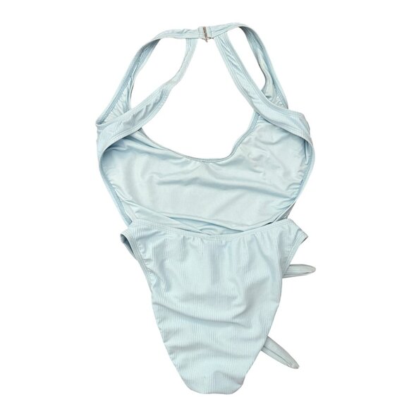 Lunar One Piece Swimsuit Size Large Tie Waist Racerback Design Ris-K Beach Blue - Picture 7 of 9